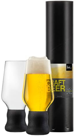 EISCH Craft Beer Experts Black Gläser 0,45 l (2 Stück) in Geschenkröhre, handbemalte Biergläser zur besonderen Aromaentfaltung, spülmaschinenfeste Kristallgläser mit schwarzem Stiel (Art.-Nr. 180116)