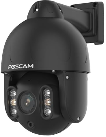 Foscam SD8EP 8 MP PoE PTZ Dome Telecamera di sorveglianza con zoom ottico 4x, qualità video UHD HDR, per interni ed esterni, rilevamento intelligente di persone e veicoli (nero)