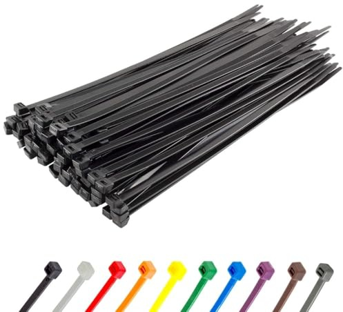 GTSE 12 Inch Black Heavy Duty Zip Ties, 100 Pack, 120lb Strength, UV Resistant Nylon Cable Ties, Self-Locking 12 Tie Wraps