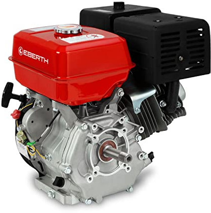 EBERTH 13 PS 9,56 kW Benzinmotor mit 25,4 mm Ø Welle mit AG, Standmotor Kartmotor Antriebsmotor mit Ölmangelsicherung, 4-Takt, 1 Zylinder Benzin Motor, 389 ccm Hubraum, luftgekühlt, Seilzugstart