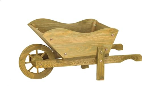 Garden Mile Wheelbarrow Planter, Wooden Flower Pots, Garden Ornament Outdoor Decoration Planting Patio Décor Ornamental Suitable for Plants & Flowers Woodland XL Barrow Planter Planting Storage
