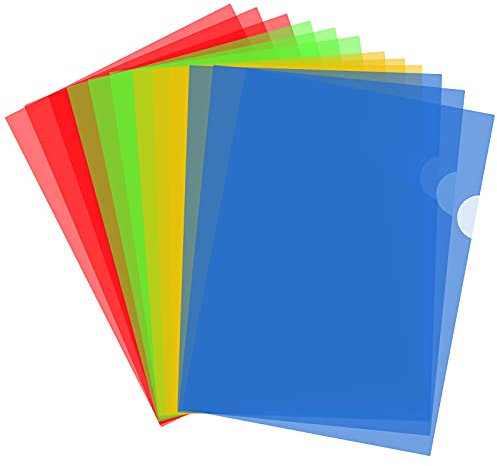 YunBey 12 Stück Aktenhülle A4 Sichthüllen für Dokumente Farbig Kunststoff Dokumentenordner Fenster Mappen A4 Projekt Tasche (30.8×21.8cm)