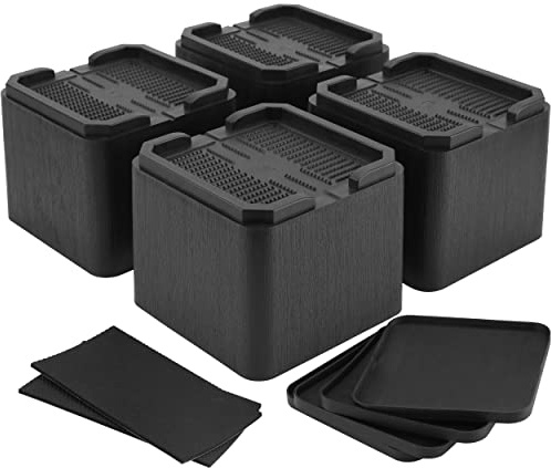 BTSD-home 10 cm sänghöjare kraftiga justerbara säng- och möbelhöjare för sovsal soffa stol soffa säng lyft med toppdyna och bottengummi 4-pack