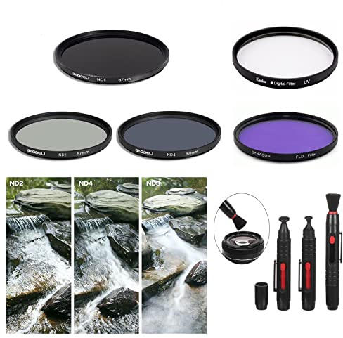 SK56 52 mm Kamera-Set UV-Filter FLD Filter ND2 ND4 ND8 Neutraldichte-Pinsel für Nikon AF-S DX Micro NIKKOR 40 mm f/2.8G Objektiv und Nikon AF-S DX NIKKOR 55-200 mm f/4-5.6G ED VR II Objektiv