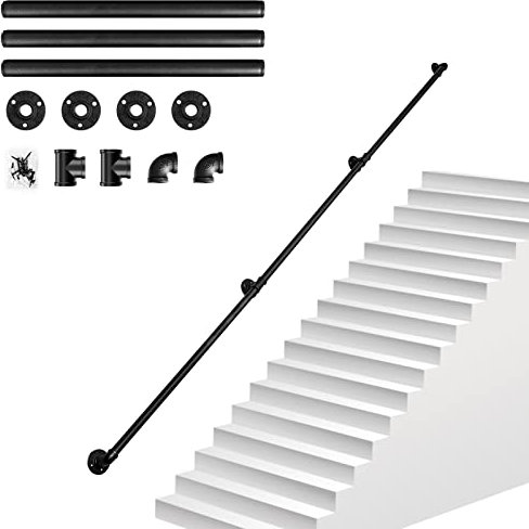 Edelstahl Handlauf Geländer für Treppen, Handlauf Treppengeländer, Innen und Außen Haltegriff, Wandbalustrade GeläNder, FußSchiene Industrielles Rohrförmiges Rutschfestes Sicherheitsgeländer (3 M)