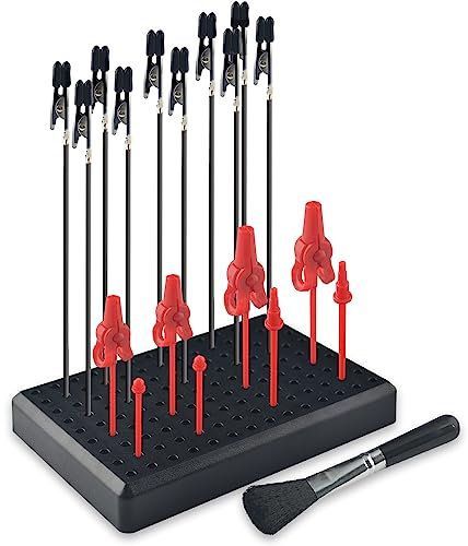 Magicrose Spray Paint Clamping 18 PCS Plastic Gundam Model Painting Alligator Clip Sticks with Stand Base Metal Wire Alligator Clamps for Holding Model Parts DIY Card Photo Memo
