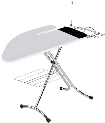 Top House Italia Combiboard Plus Asse da Stiro con Stiramaniche - 125x48 cm - Salvaspazio, robusto, pieghevole - Copriasse anti piega termoriflettente