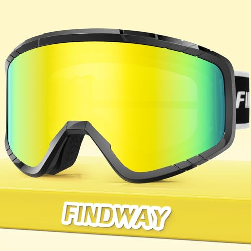 Findway occhiali da sci per bambini,occhiali da snowboard,OTG,casco compatibile con protezione UV,occhiali da sci per antiappannamento per sci/moto da neve,ragazzi ragazze junior adolescenti 3-14 anni