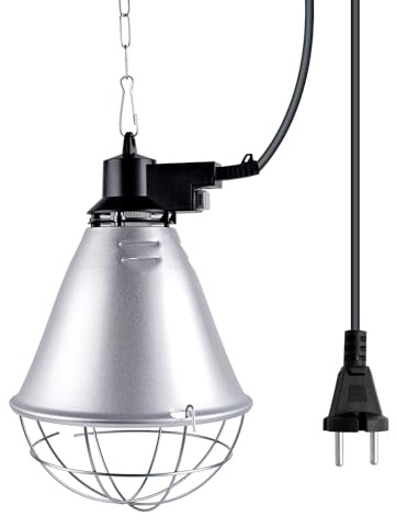 Bonlux Lampada Infrarossi Riscaldante, Paralume per Lampade Riscaldanti con 2 Modalità Regolabili Lampada Riscaldante con 2M Catena per Il Fissaggio e Cavo da 2.5M per Cani Pulcini (Nessuna Lampadina