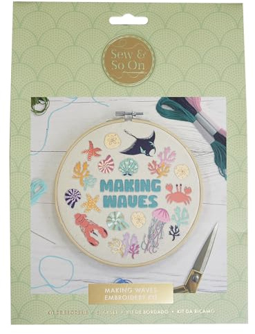 Sy och så vidare premium broderikit, att göra vågor, broderikit för vuxna och korsstygnskit för vuxna nybörjare, presentidéer broderi kit nybörjare med broderitmönster, broderiset