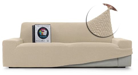 FAVERTI® Funda Sofá Super Elástica 3 plazas de 180 a 230 cm | Modelo NOVELE | Beige | Funda Universal Ideal para Cualquier Forma de sofá | Protector de Calidad Tejido Jacquard Tacto algodón