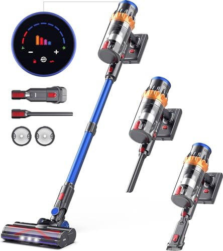 MIBODE Escoba Aspiradora Sin Cable, 45kPa/550W/70Mins Con Pantalla Táctil, Modo Automático y Cepillo Antienredos Para Suelo/Alfombra/Pelos de Animales