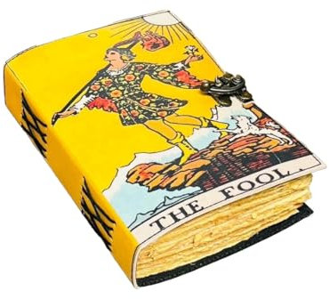 The Fool Tarot-Leder-Tagebuch, Tarotkarten, Tagebuch, Hexereibedarf, Zauberbuch mit Schatten, Vintage-Tagebuch, Tarot-Tagebuch, Hexen-Dekor-Geschenkbücher, Vintage-Notizbuch, 17,8 x 12,7 cm, Eltern