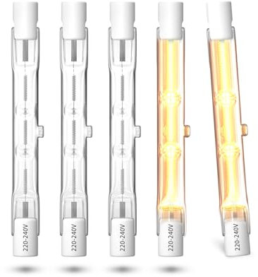 Lamptobe R7S Halogenstab 78MM 48W 230V, Halogenlampen r7s 78mm Dimmbar Warmweiß 2800K, J78 T3 Linear Halogen Leuchtmittel, 5 Stück