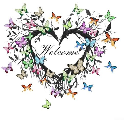 English Welcome Love Butterfly Garland Adesivo decorativo per porta d'ingresso