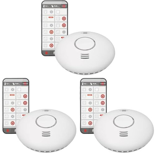 Brennenstuhl Connect WiFi Rauch-und Hitzewarnmelder WRHM01 mit App-Benachrichtigung (WLAN Rauchmelder inklusive 2X Batterien, geprüft nach EN 14604) (Packung mit 3)
