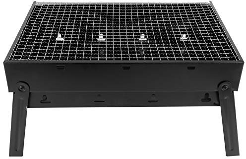 Barbacoa Grill de acero inoxidable en espesas estufas de barbacoa BBQ Camping Black 43.5x29.5cm 2265g