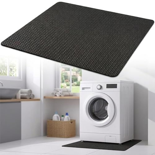 Alfombrilla Antivibración Lavadora 60x60 cm, Alfombra Antideslizante de Silicona, Protector de Suelo Impermeable para Secadora, Nevera, Máquinas de Gimnasio, Recortable, 5mm de Grosor