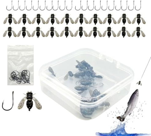 Esche da pesca a mosca - Set di 20 esche da pesca, diverse bagnate con amo, esche per salmone, modello streamer per trota, attrezzatura professionale in acciaio al carbonio | Assortimento alto