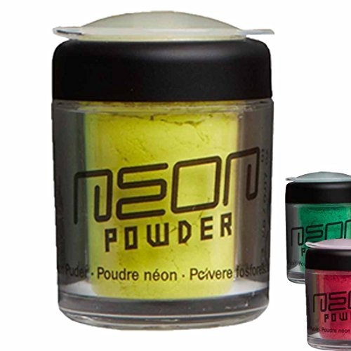 Amakando 80er Jahre Schminke Schminkpuder Neongelb Powder Lidschatten Neon Puder Karneval Accessoires Faschingsschminke Kosmetik Party Make Up