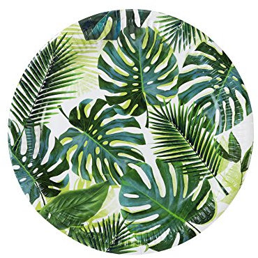 Talking Tables Lot de 8 assiettes en papier Thème Tropicale | feuilles de palmiers, Jetable, Anniversaire pour Enfants jungle, Thème Hawaiien, Été, Pique-Nique, Vert 23 cm