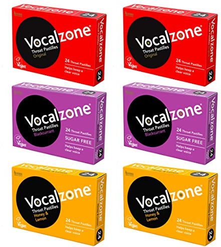 Vocalzone 3 Flavour 6 Pack Bundle | Sore Throat Relief Pastilles | Multi-Pack (6 x 24)
