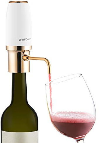 WIWONEY Aérateur et verseur électrique de vin, décanteurs automatiques intelligents, doseur rechargeable avec câble micro USB Blanc