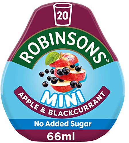 Robinsons Mini, No Added Sugar, Low Calorie, Apple and Blackcurrant, Makes 20 Drinks Per Pack, 66 ml