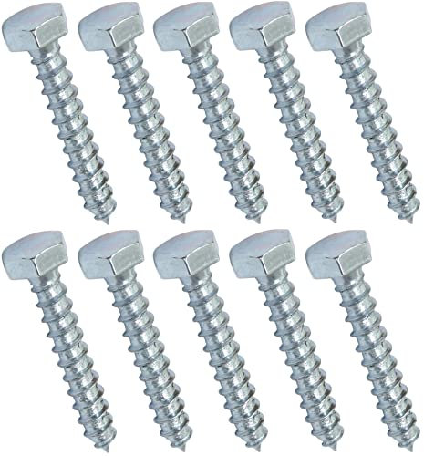 AERZETIX - C44583 - Juego de 10 - Tornillo para madera - Tirafondo - cabeza hexagonal - 6 lados - M8x50mm - acero galvanizado - DIN571 - metal - bricolaje