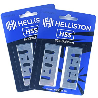 Helliston Cuchillas de cepillo HSS 82 mm para Makita 1902, 1923H, N1923B (2 juegos = 4 cuchillas de cepillado de 82 x 29 x 3 mm, acero rápido, industrial, compatible con madera)