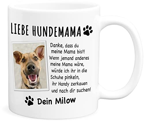 Hundemama Tasse Hund Personalisiertes Geschenk für Hundebesitzer Hundemotiv Hundeliebhaber Hunde Mama Kaffeetasse aus Keramik 330 ml