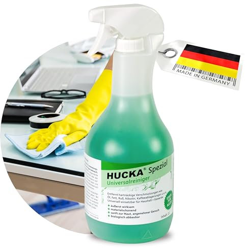 HUCKA spezial Universalreiniger (1 Liter) - extrem effektiv - entfernt mühelos Verschmutzungen wie Fett, Öl, Kaffee, Nikotin, uvm. - biologisch abbaubar