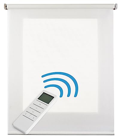Tenda motorizzata filtrante Deco, Tenda a rullo trasparente con motore e comando, aspetto tessile, Tende automatiche motorizzate con batteria, per finestre e porte, STORESDECO | Bianco, 180x250cm