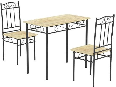 LafeuR Essgruppe 3-teilig, Küchentisch-Set Esszimmertisch mit Stühlen für Esszimmer, Küche, Wohnzimmer, Buche