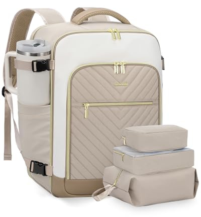 LOVEVOOK Large Travel Backpack for Women, TSA Carry on Backpack for Airplanes, 40L Personal Item Travel Bag for Women fits 17 Laptop,Waterproof Carry on Bag Airplane Approved with 3 Packing Cubes
