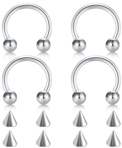 FECTAS Hufeisen Ringe Chirurgenstahl Nase Septum Hufeisen Ohrring Augenbraue Tragus Lippen Ringe Daith Helix Piercing Schmuck für Frauen Männer 16g 6mm Silber