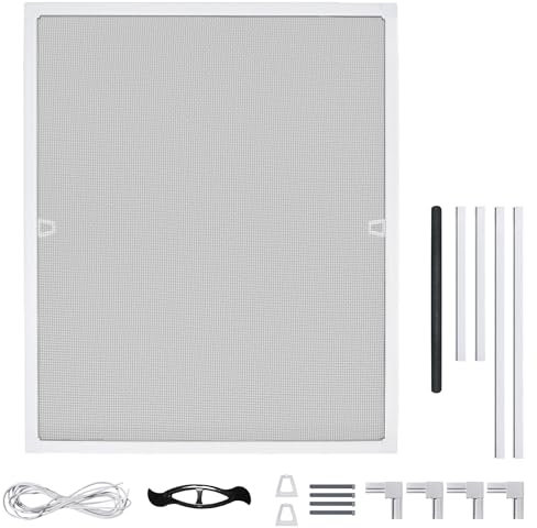 PEILU Fliegengitter Fenster Fliegenschutz Mückengitter mit Moskitonetz & Aluminium Rahmen 100 x 120 cm Fliegenschutzgitter ohne Bohren & Schrauben Insektenschutz Gitter für Fenster (Weiß)