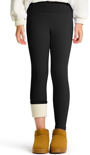 Roself Moment Gefütterte Thermo Leggings Mädchen Lang, Stretchhose mit Hohem Bund, weich & warm für Kinder
