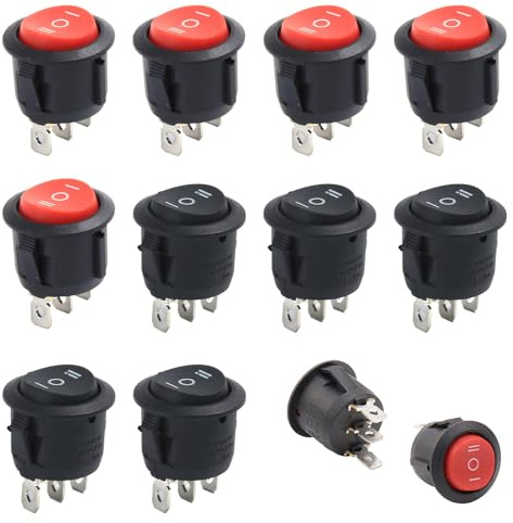 10 Pièces Mini Interrupteurs À Bascule 3 Positions,3 Broches, Bouton On Off Rond, Commutateur 3 Pôles, Marche/Arrêt, Noir, Rouge, Pour Voiture, Bateau, Appareils Ménagers 10A/125V 6A/250V