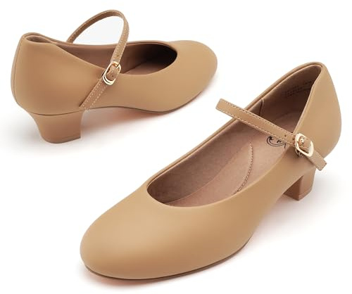 Stelle 1.5 Character Shoes for Women Dance Shoes Stylish Ankle Strap for Ballroom Salsa Tango Flamenco Latin(Tan,7MW)