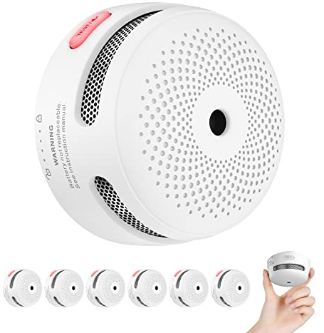 X-Sense Minidetector de humo autónomo de 10 años, batería de 6 unidades, no compatible con estación base, certificado según EN 14604