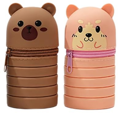 Xanorrg 2 Pièces Dessin Animé Trousse À Télescopique Debout Porte-Stylo À Fermeture Éclair pour Garçon Fille Étui