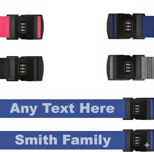 Personalised Luggage Strap Suitcase Embroidered/Printed Safe Luggage Belt with Combination Lock