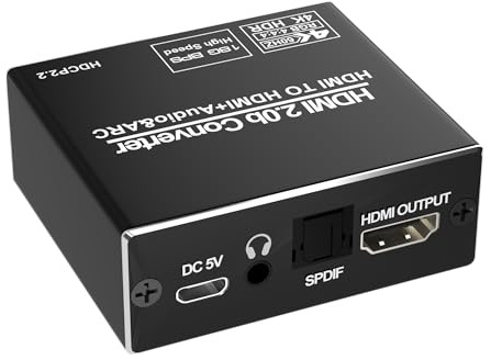 Estrattore audio HDMI, 4 K a 60 Hz HDMI con funzione ARC, ingresso HD MI ad HD MI + uscita digitale ottica + uscita stereo da 3,5 mm, compatibile con PS5/PS4/PS3/Blu-ray/HDTV