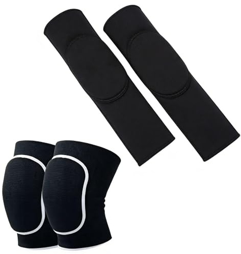 SLEEKEE 1 Par De Protectores Anticolisión para Voleibol, 1 Par De Rodilleras Negras, Almohadillas para Los Antebrazos, Absorción De Impactos Y Equipo De Protección Deportiva Elástico Transpirable.