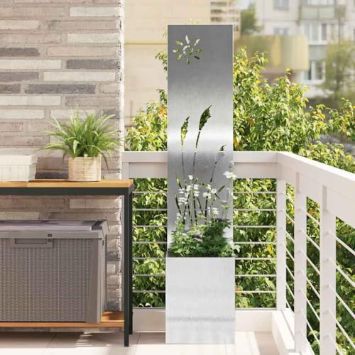 Elemento de protección visual de pared para jardín, lona de privacidad para jardín, 32 x 140 cm, acero inoxidable, se puede montar rápidamente, fácil de mantener