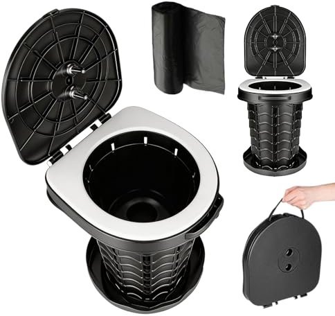 Toilettes de camping pliables avec sac de toilette, toilettes de camping avec couvercle, toilettes portables stables max 180 kg, toilettes sèches, toilettes de camping portables, toilettes portables