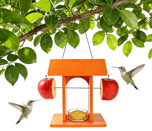 Mangeoire à oiseaux montée, station de nourriture en bois, mangeoire pour oiseaux sauvages avec protection du toit, accessoire de jardin et de balcon, nichoir extérieur au design robuste, mangeoires à