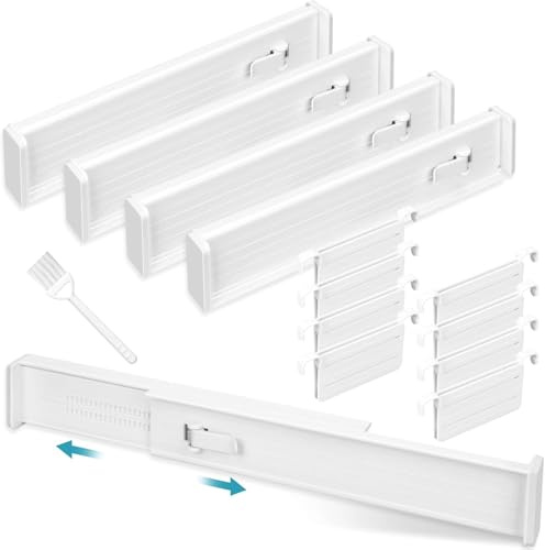 TOSUTO Separadores de Cajones,Separadores de Cajones Ajustable,Organizadores de Cajones Divisorias,Separador Armario de PláStico,Para CóModa, BañO, Dormitorio, Oficina, Cocina