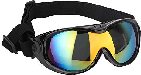 Hunde Sonnenbrille Winddicht UV Schutz Hundebrille UV Schutzbrille mit verstellbarem Band für mittelgroße und große Hunde(Schwarz)